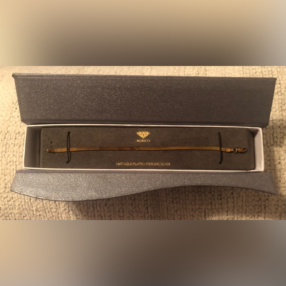 Moricci- Italy 18k Gold Plated Sterling Silver Herringbone Bracelet